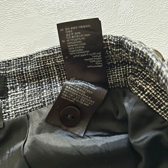 H&M Tweed Mini Skirt Women’s Size 6 | Black White Studded Zipper Waist - Picture 4 of 9